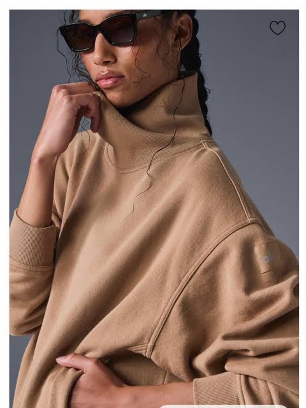 ALO YOGA Hazy Mock Neck Pullover Toasted Almond